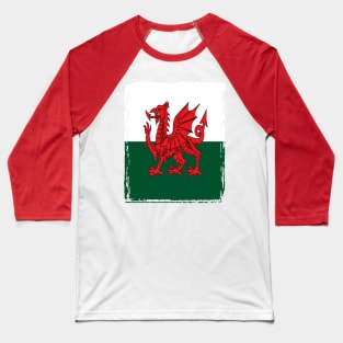 Y Ddraig Goch Grunge Welsh Flag Baseball T-Shirt